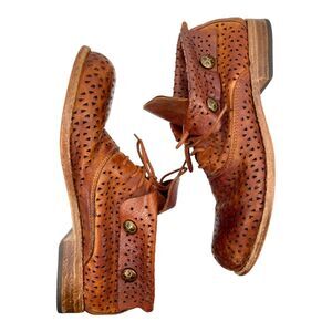 Patricia Nash Sabrina Perforated Leather Booties Boot, Brown Size 6 Womens Shoes